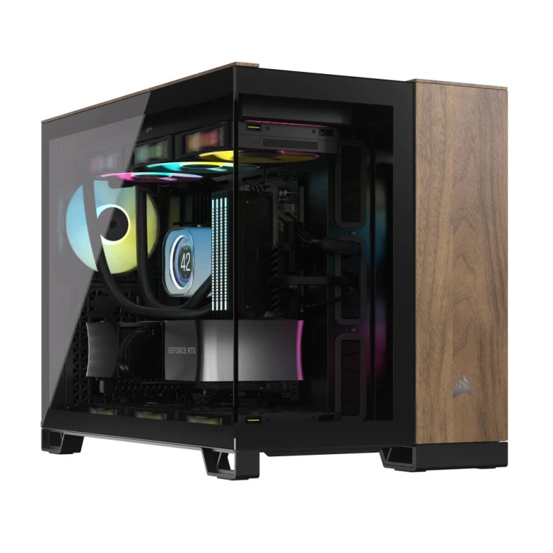 Image of Corsair 2500X Walnut Mid Tower Case - Black