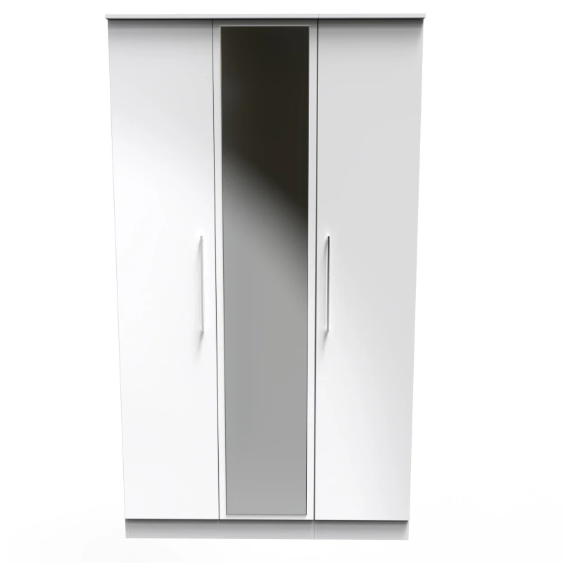 Image of Chester Triple Mirror Wardrobe In White (Ready Assembled)