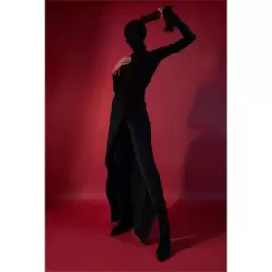 Image of I Saw It First Black Halloween Slinky High Neck Side Split Maxi Dress - Black