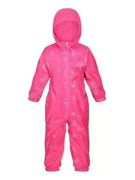 Image of Regatta Kids Pobble Waterproof Suit - Pink Print, Pink Print, Size 12-18 Months, Women