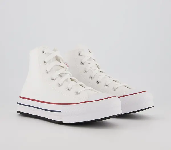 Image of Converse Kids All Star Eva Lift Hi Jnr Platform Trainers White Black Rubber, 4