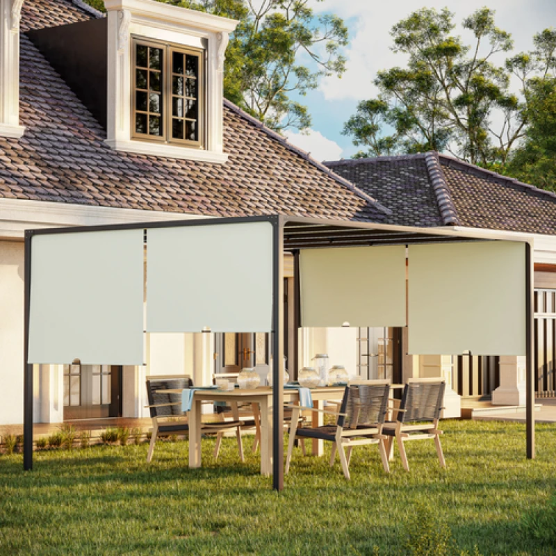 Image of Outsunny 3 x 4m utdoor Garden Pergola with LED Lights Cream White, Cream 84C-388V00CW