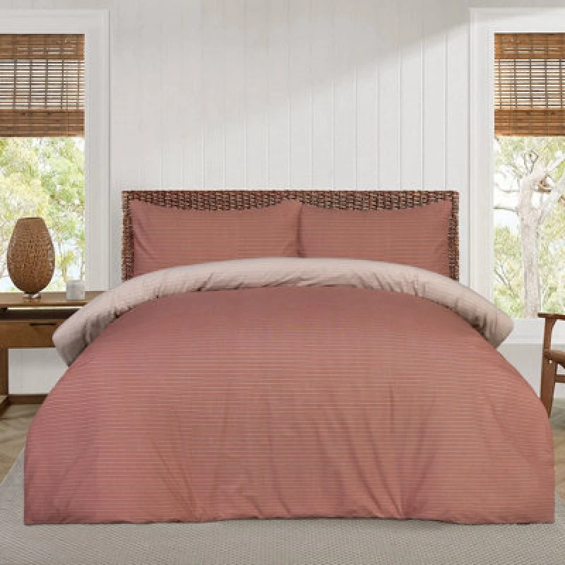 Image of Smart Living Smart Living Luxury Microfiber Duvet Cover with Pillowcase & Fitted Sheet Complete Set in Burnt Orange Size: Single Burnt Orange Single