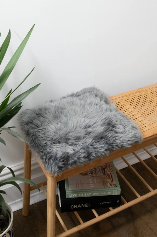 Image of Native Natural Sheepskin Chair Pad Square Grey Size: 40cm x 40cm Grey Unisex 40cm x 40 cm