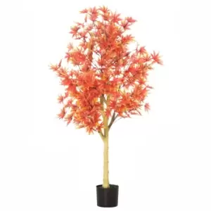 Image of Homcom Artificial Realistic Red Maple Tree Faux Plant For Indoor