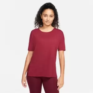 Image of Nike Yoga Short-Sleeve Top Ladies - Red