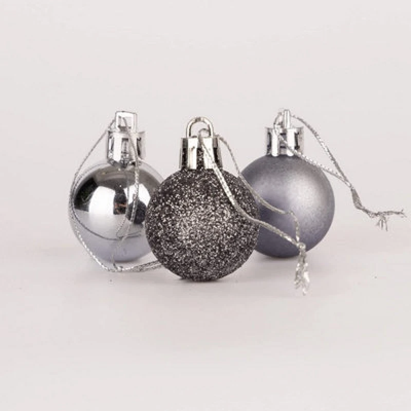 Image of Shatchi 30mm/12Pcs Christmas Baubles Shatterproof Dark Grey,Tree Decorations Dark Grey