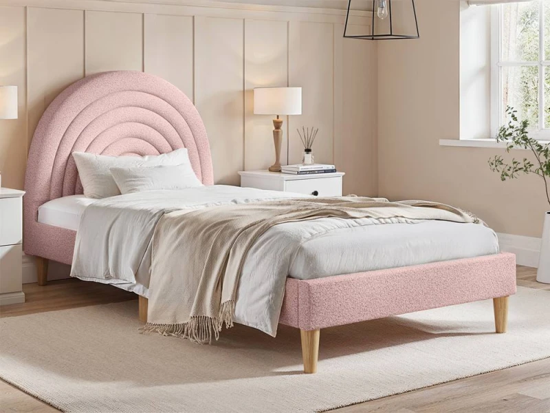 Image of Flair Ava Boucle Single Bed in Pink Pink Unisex Single