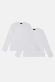 Image of 2 Pack White Long Sleeve Crew Neck T-Shirts