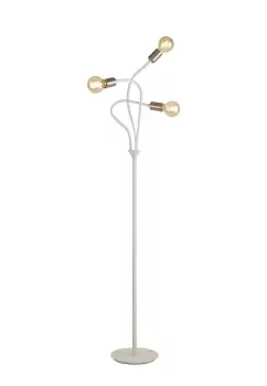 Image of Flexible Floor Lamp, 3 Light E27 Satin White, Satin Nickel