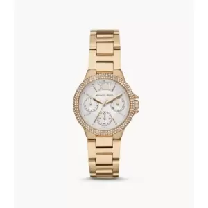Image of Michael Kors Womens Camille Multifunction Gold-Tone Stainless Steel Watch - Gold