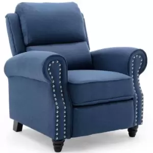 Image of Duxford Linen Fabric Pushback Recliner Chair - Blue