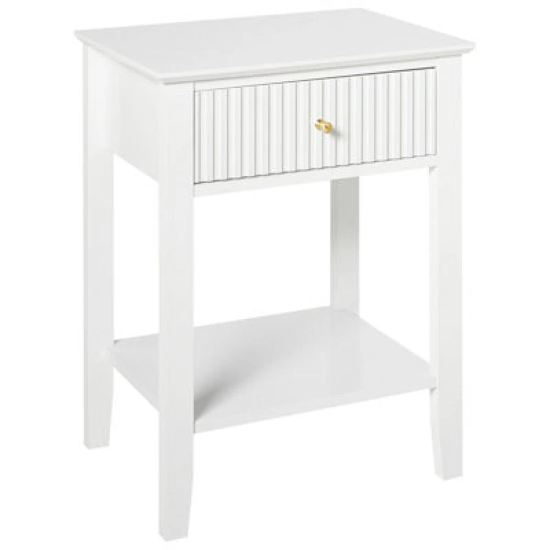 Image of Beliani 1 Drawer Bedside Table Assisi White
