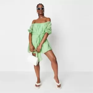 Image of Missguided Square Neck Belted Dress - Green