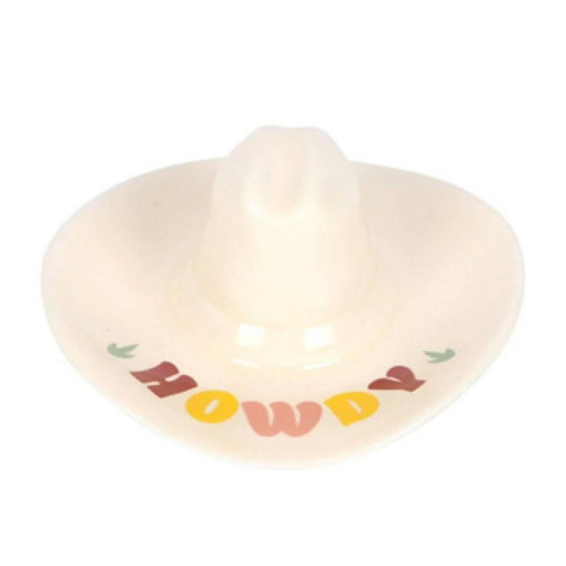 Image of Something Different Something Different Howdy Cowboy Hat Trinket Dish in White White One Size Unisex 5063693881238
