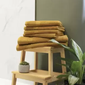 Image of Loft Combed Cotton 6 Piece Hand/Sheet Towel Set Ochre