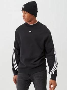 Image of Adidas Originals 3 Stripe Wrap Crew Neck Sweat - Black