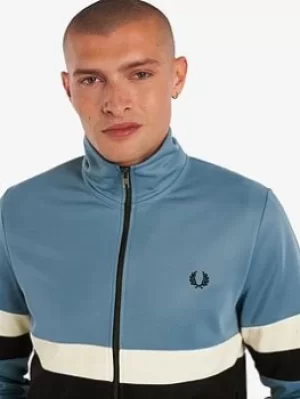 Image of Fred Perry Panelled Track Jacket, Blue Size XS Men