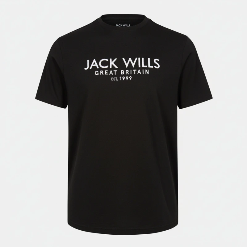Image of Jack Wills Carnaby Logo T-Shirt Mens Black male XS