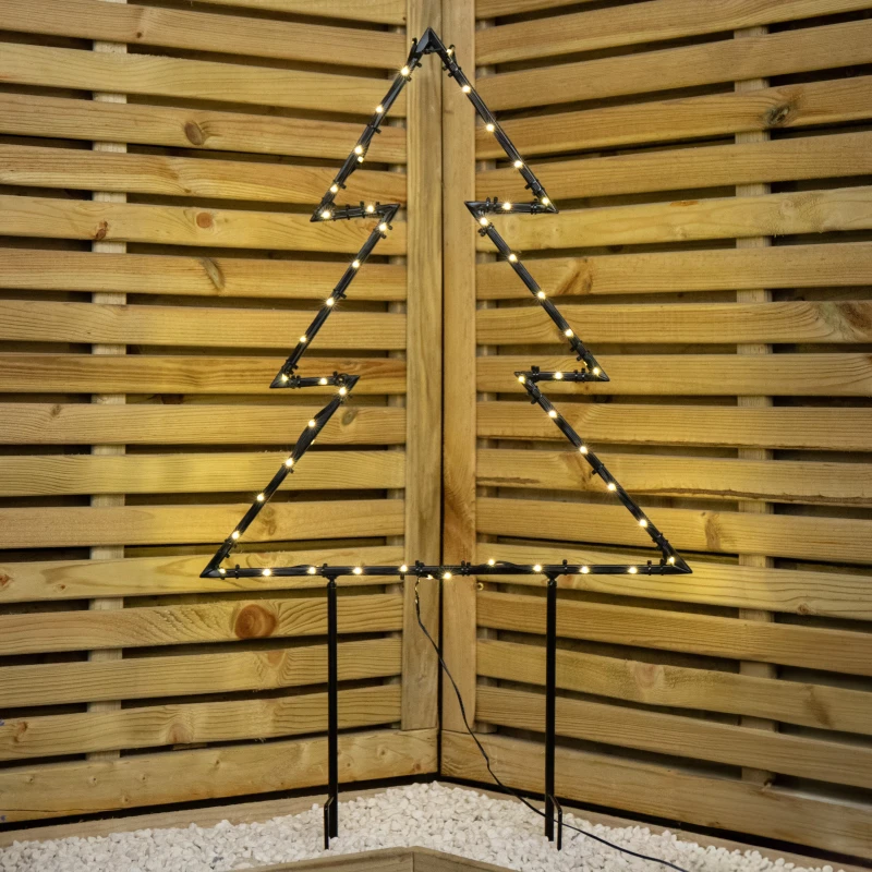 Image of 53cm x 60cm Light up Dewdrop Metal Christmas Tree with 90 LEDs and Garden Stakes