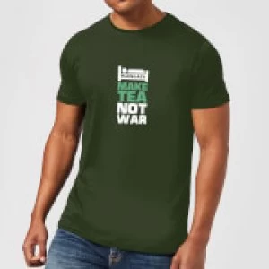 Image of Plain Lazy Make Tea Not War Mens T-Shirt - Forest Green - M