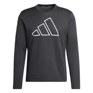 Image of adidas Train Icons 3 Bar Logo Training Crew Sweatshirt Me - Black