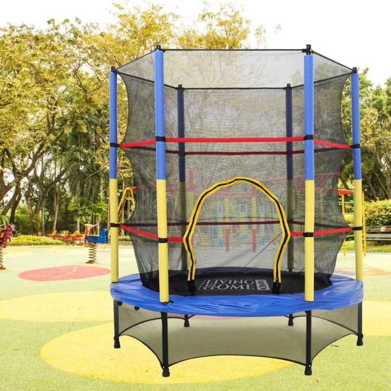 Image of LIFE IDEAS SPORT 4.5FT Kids Mini Trampoline with Safety Enclosure Black unisex One size