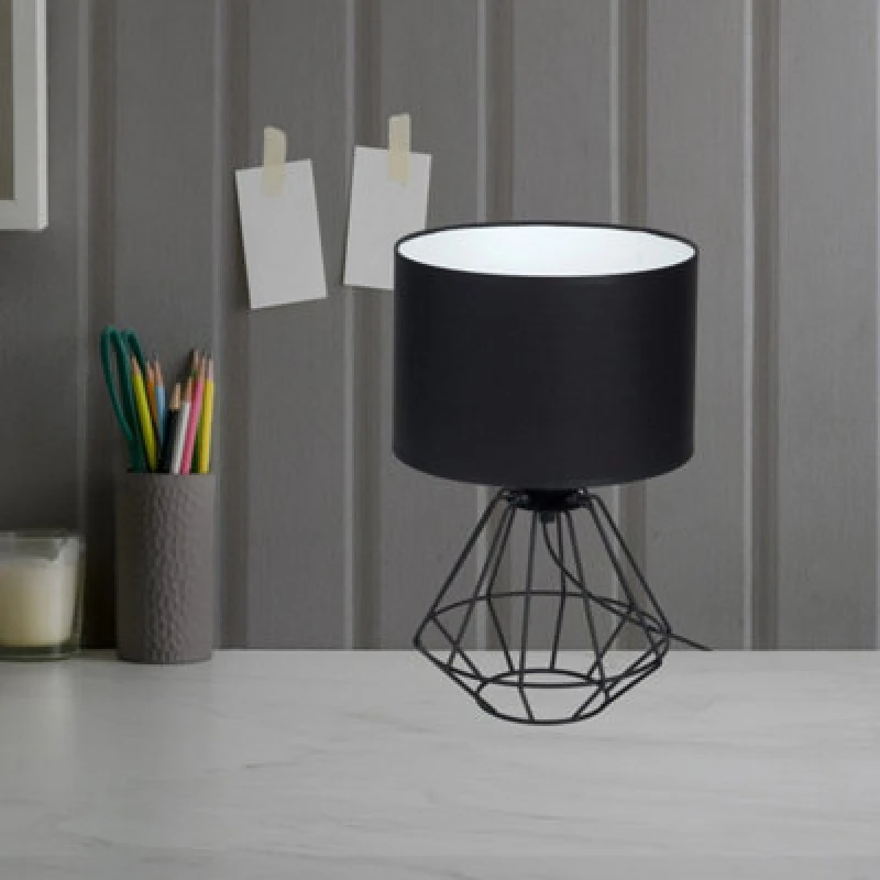 Image of Milagro Colin Table Lamp Hand Made Matt Black Industrial Chic Black unisex