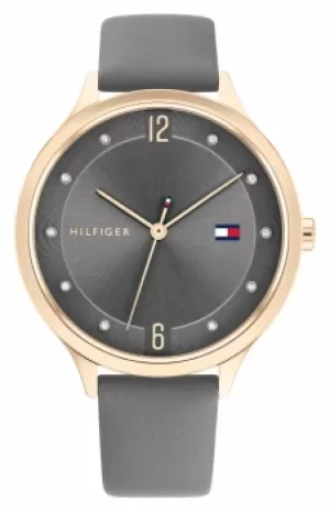 Image of Tommy Hilfiger Grace Grey Leather Strap Grey Dial 1782430 Watch