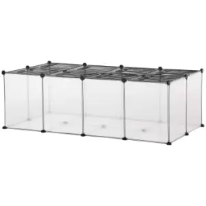 Image of Pawhut Small Pet DIY 28 Panel Playpen For Guinea Pigs/Hamsters - Clear