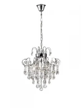 Image of Ceiling Pendant 6 Light Polished Chrome, Crystal
