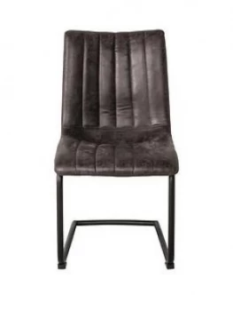 Image of Hudson Living Pair Of Edington Faux Leather Dining Chairs - Grey