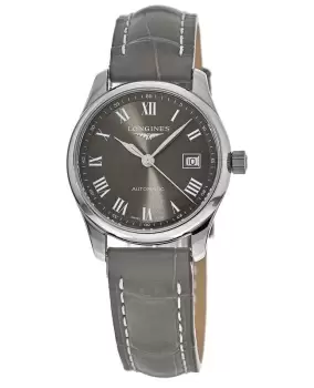 Image of Longines Master Collection Automatic 29mm Grey Dial Grey Leather Womens Watch L2.257.4.71.3 L2.257.4.71.3