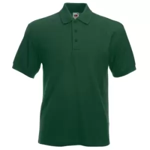 Image of Fruit Of The Loom Mens 65/35 Heavyweight Pique Short Sleeve Polo Shirt (L) (Bottle Green)