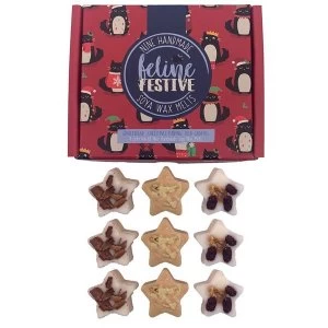 Image of Set of 9 Handmade Christmas Soya Wax Melts - Feline Festive Cat