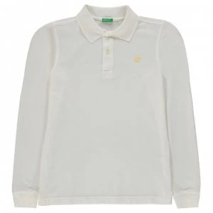 Image of Benetton Long Sleeve Polo Top - 101 White