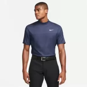 Image of Nike Dri-FIT ADV Tiger Woods Mens Mock-Neck Jacquard Golf Polo - Blue