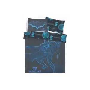 Image of Batman Wayne Industries Panel Duvet Set (Double) (Blue)