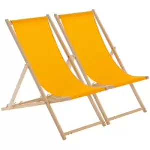Image of Harbour Housewares - Folding Wooden Deck Chairs - Orange - Pack of 2