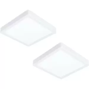 Image of 2 PACK Wall / Ceiling Light White 210mm Square Surface Mounted 16.5W LED 3000K