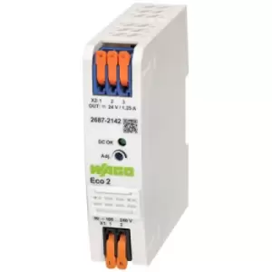 Image of WAGO 2687-2142 Eco 2 Single Phase 24VDC 1.25A DIN-35 Rail Power Supply