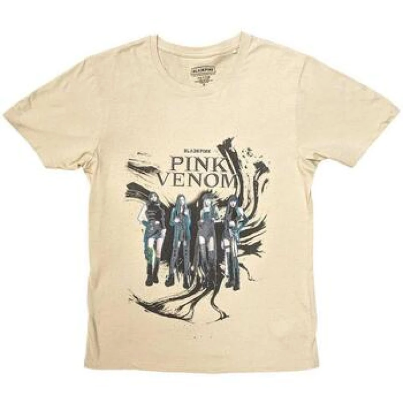 Image of BlackPink BlackPink Men Pink Venom Oil Stroke T-Shirt in Light Sand Size: X-Large Light Sand XL Male 5063425872268