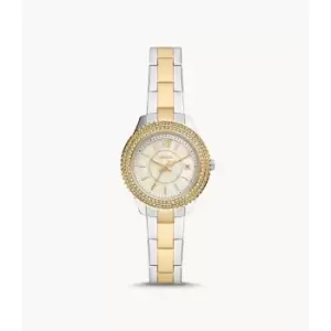 Image of Fossil Womens Stella Three-Hand Date Two-Tone Stainless Steel Watch - Gold / Silver