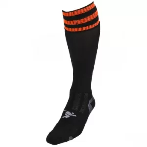 Image of Precision 3 Stripe Pro Football Socks Junior J12-2 Black/Tangerine