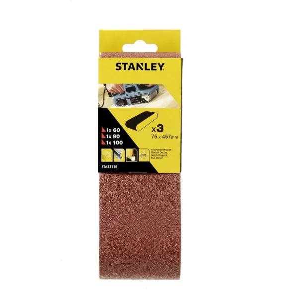 Image of Stanley Belt Sander Belts 75x457 Mixed - STA33116-XJ