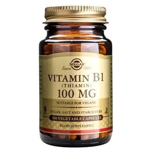 Image of Solgar Vitamin B1 Thiamin 100 mg Vegetable Capsules 100 capsules