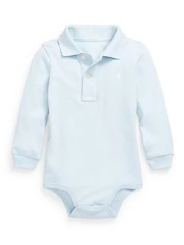 Image of Ralph Lauren Baby Boys Long Sleeve Bodysuit - Blue Size 9 Months
