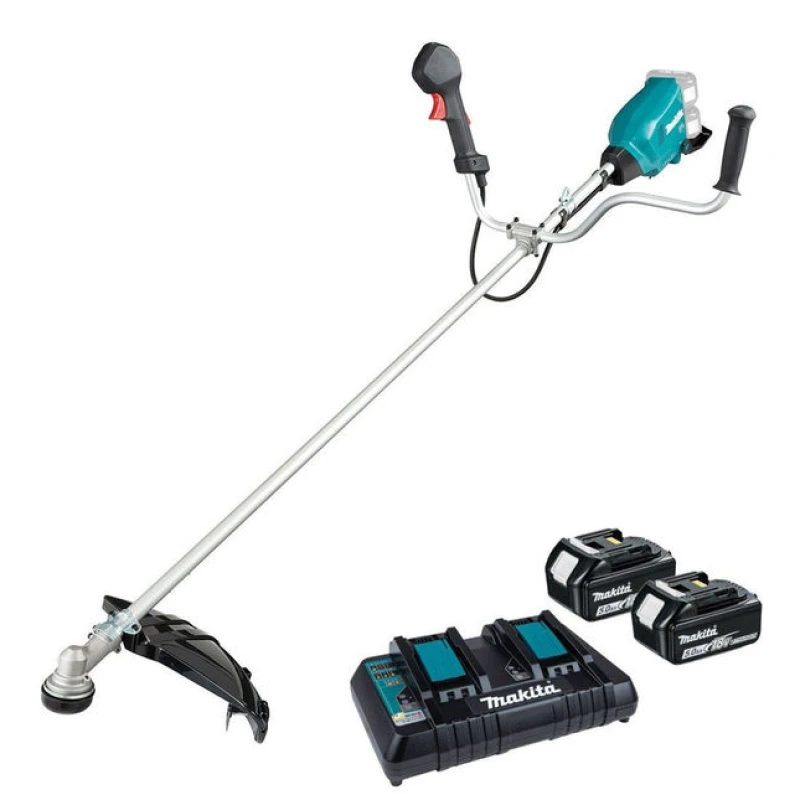 Image of Makita DUR369A Twin 18v LXT Cordless Brushless Brush Cutter 430mm DUR369APT2 Batteries: 2 x 5ah Li-ion