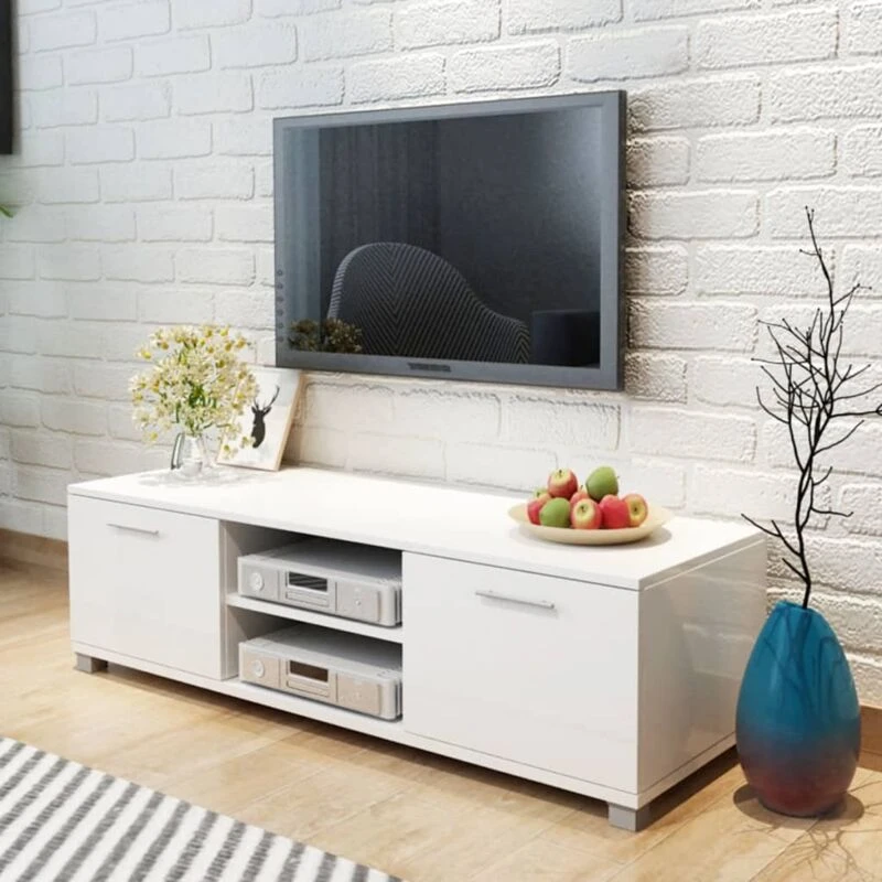 Image of vidaXL TV Hifi Cabinet Sideboard Unit Stand High-Gloss White MDF TV Stand