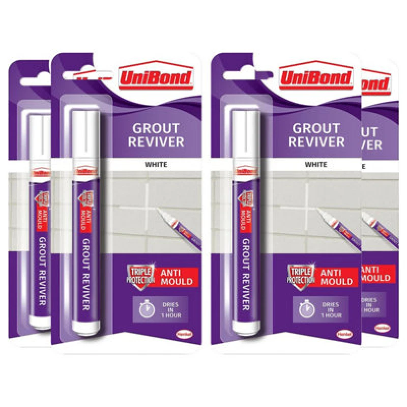 Image of Unibond Easy To Use Triple Protection Anti-Mould Grout Reviver Pen 7Ml, 4 Pack